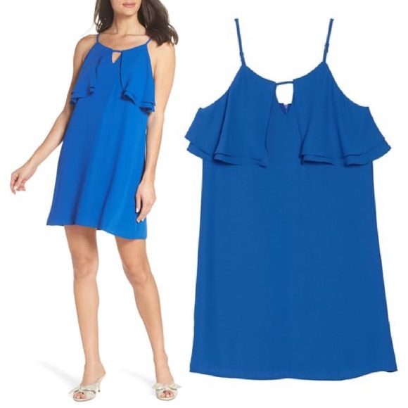 19 Cooper Royal Blue Ruffle Swing Dress L - Picture 1 of 9